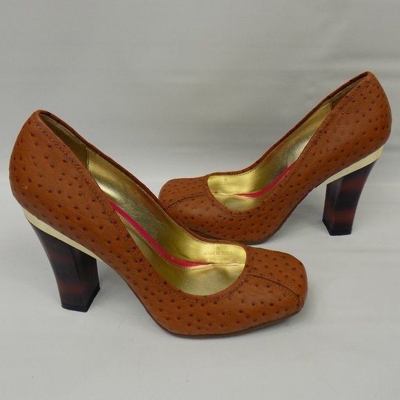 Elaine Turner Shoes - Elaine Turner Renee Brown Ostrich Pumps Size 8